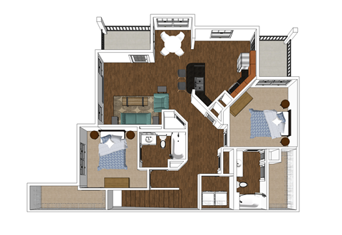 Spacious two bedroom apartment, with attached garage on select units